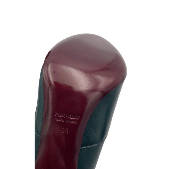 Miu Miu By Prada Teal Stiletto Booties Leather Womens Size US 9 EU 39 - Picture 9 of 9